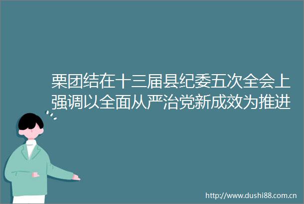 栗团结在十三届县纪委五次全会上强调以全面从严治党新成效为推进式现代化建设宁陵实践提供坚强保障