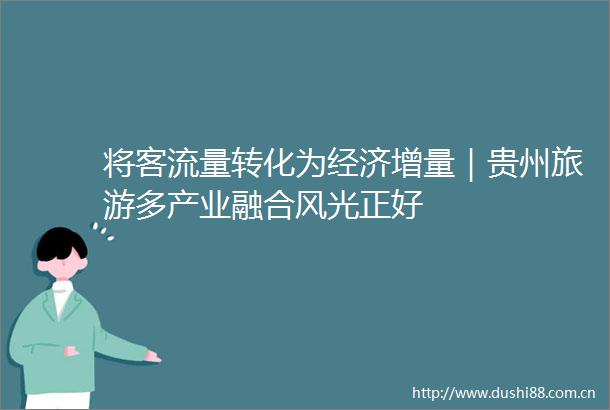 将客流量转化为经济增量｜贵州旅游多产业融合风光正好