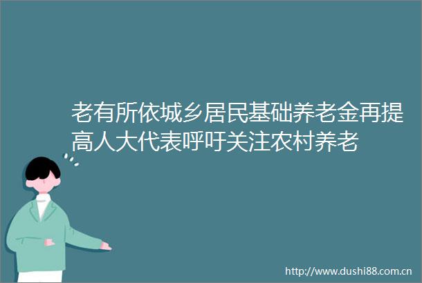 老有所依城乡居民基础养老金再提高人大代表呼吁关注农村养老
