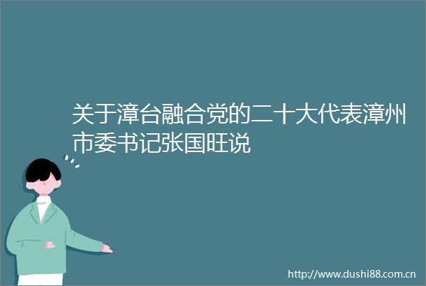 关于漳台融合党的二十大代表漳州市委书记张国旺说