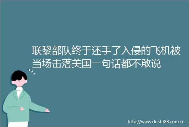 联黎终于还手了入侵的飞机被当场击落美国一句话都不敢说