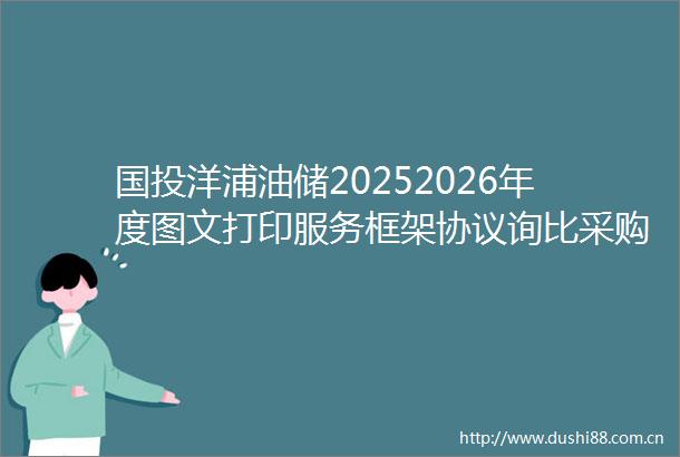 国投洋浦油储20252026年度图文打印服务框架协议询比采购文件询比采购公告