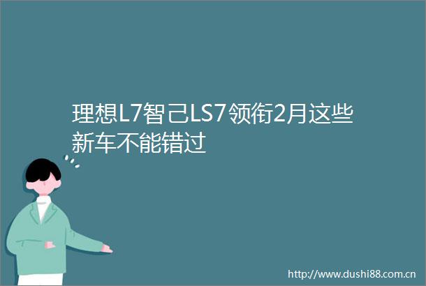 理想L7智己LS7领衔2月这些新车不能错过