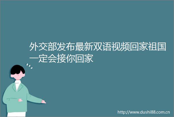 外交部发布最新双语视频回家祖国一定会接你回家