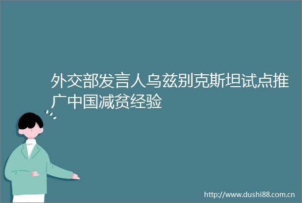 外交部发言人乌兹别克斯坦试点推广减贫经验