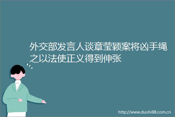 外交部发言人谈章莹颖案将凶手绳之以法使正义得到伸张