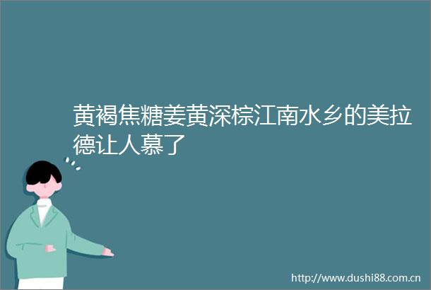 黄褐焦糖姜黄深棕江南水乡的美拉德让人慕了