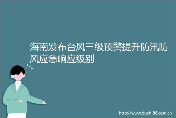 海南发布台风三级预警提升防汛防风应急响应级别