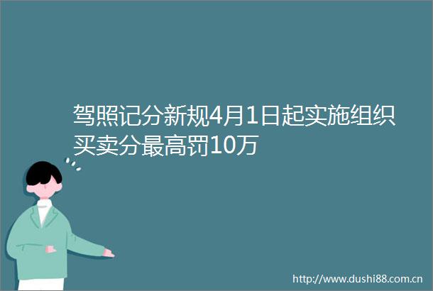 驾照记分新规4月1日起实施组织买卖分最高罚10万
