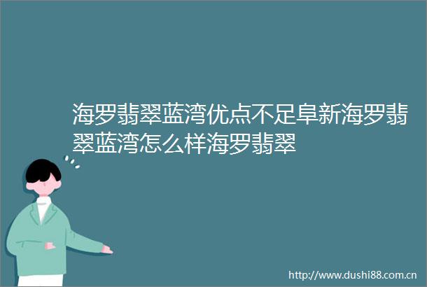海罗翡翠蓝湾优点不足阜新海罗翡翠蓝湾怎么样海罗翡翠