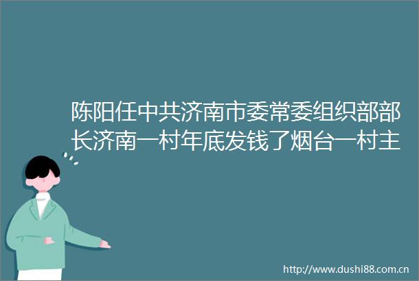 陈阳任济南市委常委组织部部长济南一村年底发钱了烟台一村主任被查