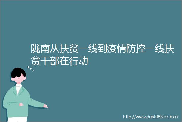 陇南从扶贫一线到疫情防控一线扶贫在行动