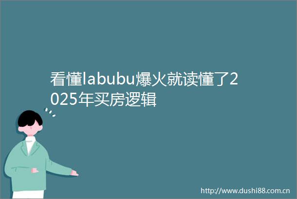 看懂labubu爆火就读懂了2025年买房逻辑