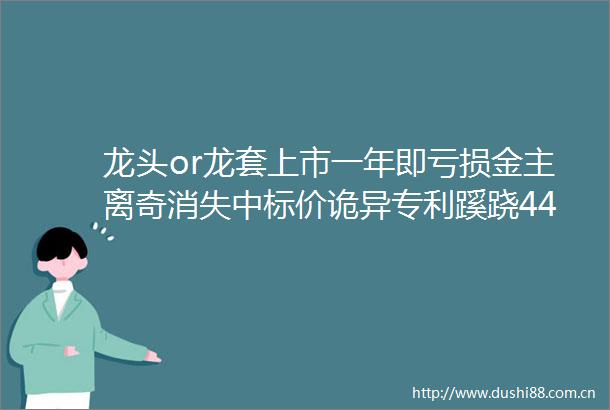 龙头or龙套上市一年即亏损金主离奇消失中标价诡异专利蹊跷445倍PE科创成色大起底