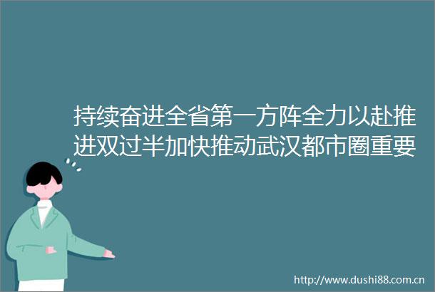持续奋进全省第一方阵全力以赴推进双过半加快推动武汉都市圈重要增长极建设成势见效