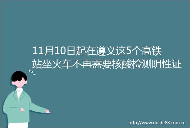 11月10日起在遵义这5个高铁站坐火车不再需要核酸检测阴性证明