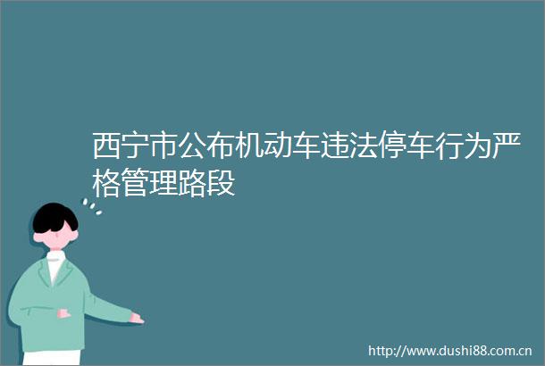 西宁市公布机动车停车行为严格管理路段
