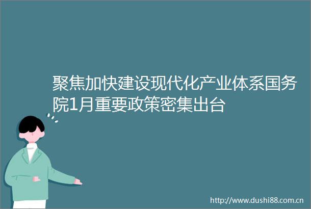 聚焦加快建设现代化产业体系国务院1月重要政策密集出台