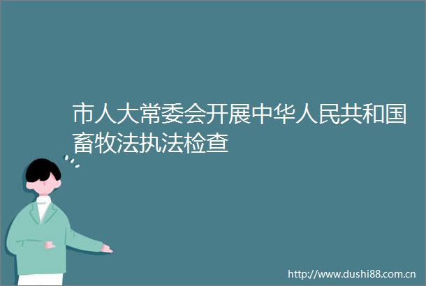 市人大常委会开展中华共和国畜牧法检查