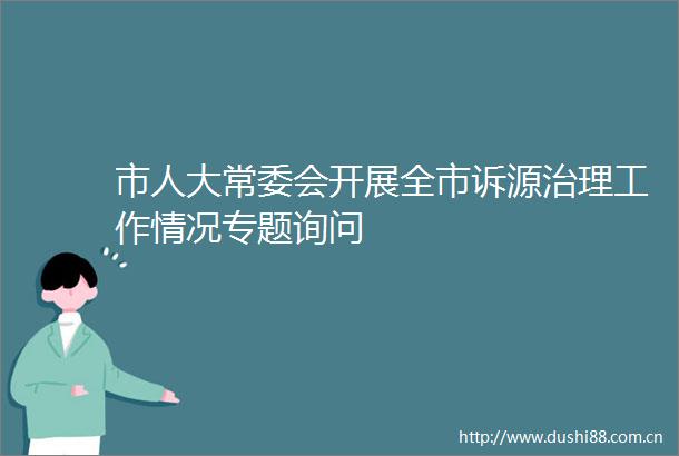 市人大常委会开展全市诉源治理工作情况专题询问
