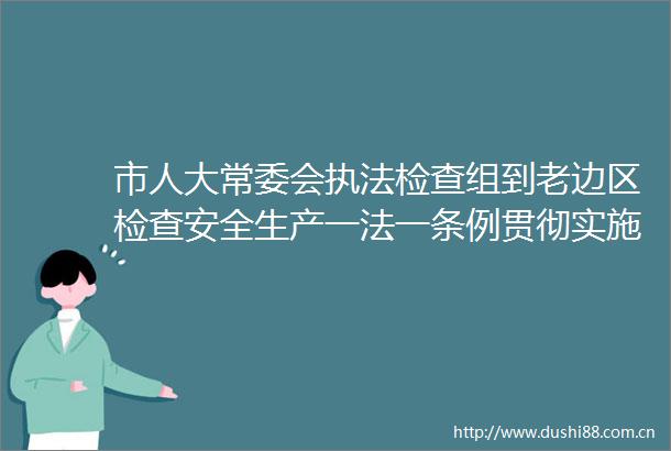 市人大常委会检查组到老边区检查安全生产一法一条例贯彻实施情况