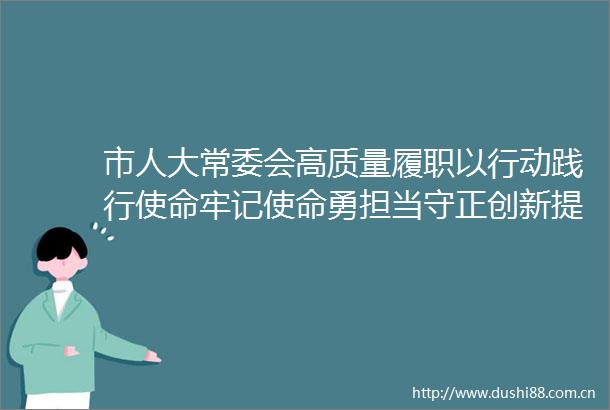 市人大常委会高质量履职以行动践行使命牢记使命勇担当守正创新提质效