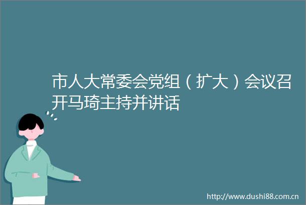市人大常委会党组（扩大）会议召开马琦主持并讲话