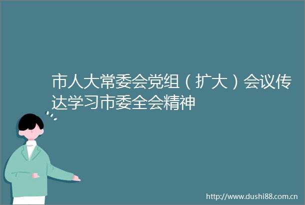 市人大常委会党组（扩大）会议传达学习市委全会精神