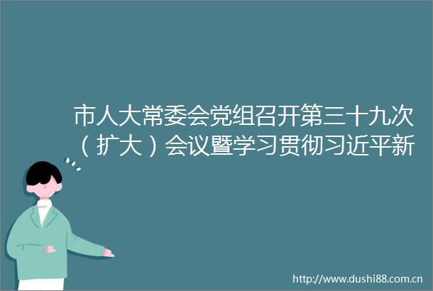 市人大常委会党组召开第三十九次（扩大）会议暨学习贯彻新时代特色社会主义思想主题教育小组会议