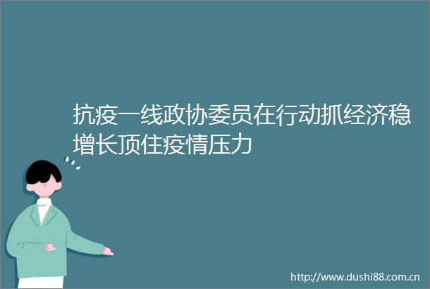 抗疫一线政协委员在行动抓经济稳增长顶住疫情压力