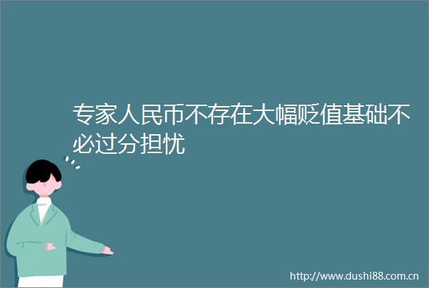 专家币不存在大幅贬值基础不必过分担忧