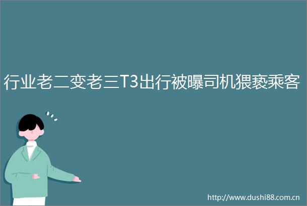 行业老二变老三T3出行被曝司机猥亵乘客