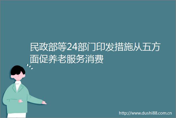 民政部等24部门印发措施从五方面促养老服务消费