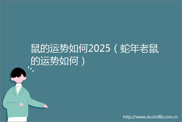 鼠的运势如何2025（蛇年老鼠的运势如何）