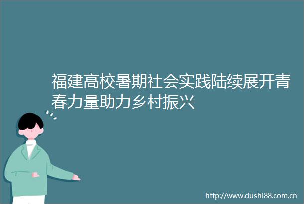 福建高校暑期社会实践陆续展开青春力量助力乡村振兴