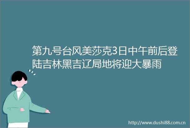 第九号台风美莎克3日中午前后登陆吉林黑吉辽局地将迎大暴雨