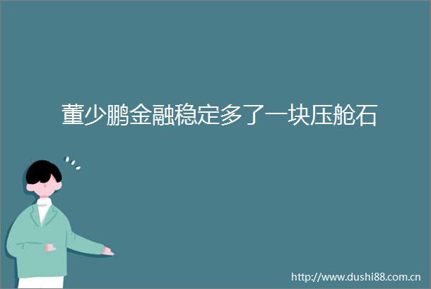 董少鹏金融稳定多了一块压舱石