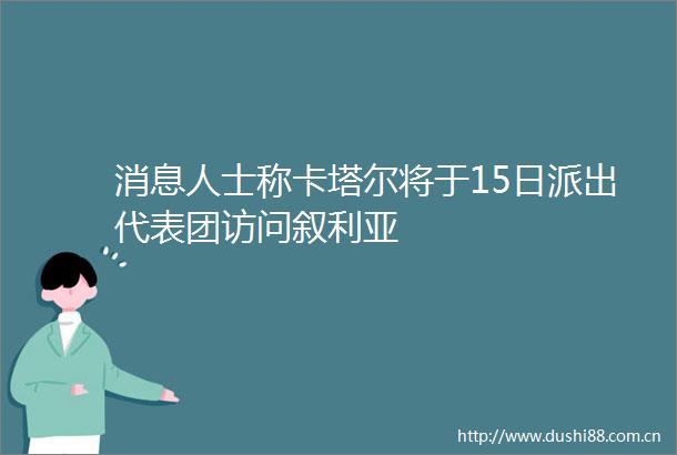 消息人士称卡塔尔将于15日派出代表团访问叙利亚