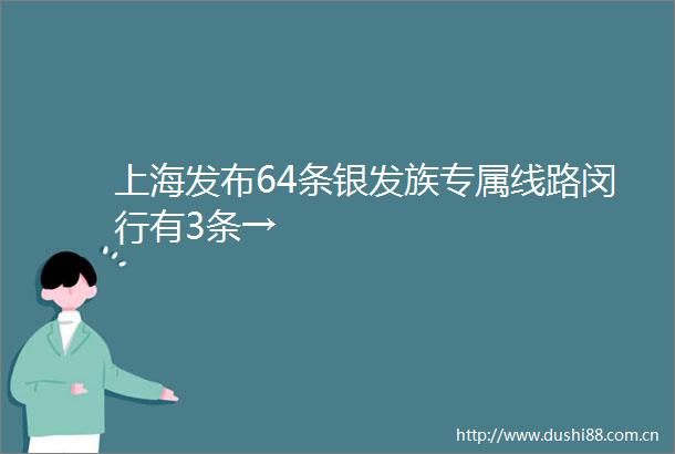 上海发布64条银发族专属线路闵行有3条→
