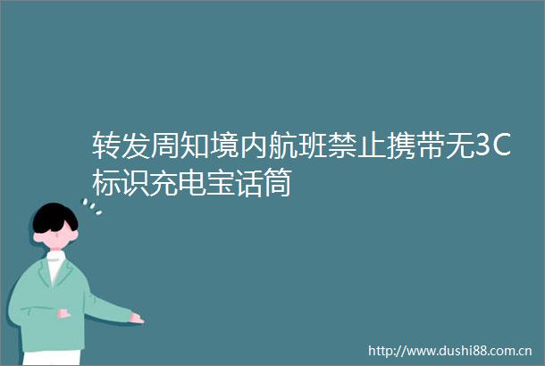 转发周知境内航班禁止携带无3C标识充电宝话筒