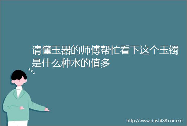 请懂玉器的师傅帮忙看下这个玉镯是什么种水的值多