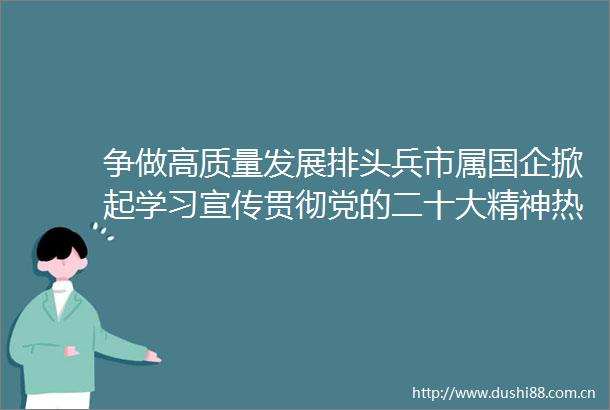 争做高质量发展排头兵市属国企掀起学习宣传贯彻党的二十大精神热潮