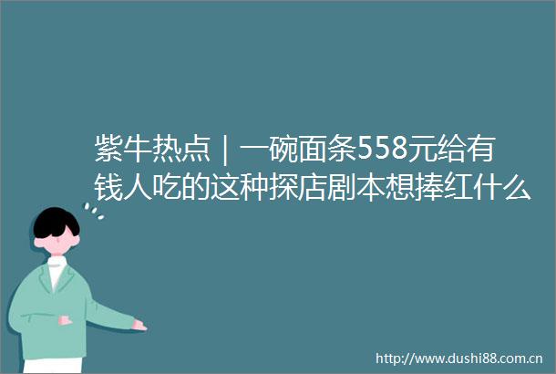 紫牛热点｜一碗面条558元给有钱人吃的这种探店剧本想捧红什么