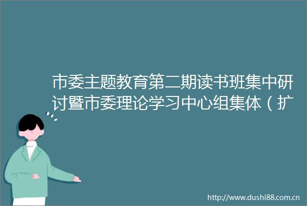 市委主题教育第二期读书班集中研讨暨市委理论学习中心组集体（扩大）学习举行赵宏宇杨新生参加