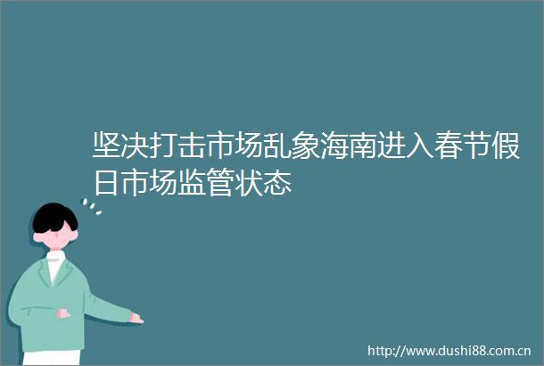 坚决打击市场乱象海南进入春节假日市场监管状态