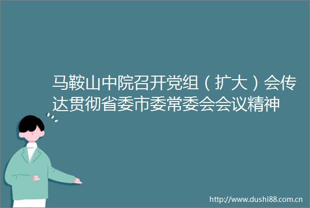 马鞍山中院召开党组（扩大）会传达贯彻省委市委常委会会议精神