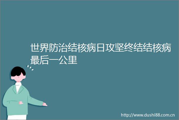 世界防治结核病日攻坚终结结核病最后一公里