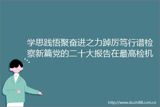 学思践悟聚奋进之力踔厉笃行谱检察新篇党的二十大报告在最高检机关引发热烈反响