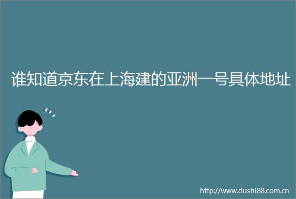 谁知道京东在上海建的亚洲一号具体地址