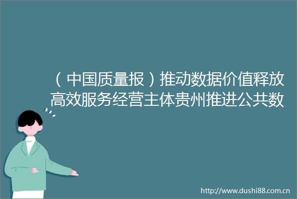 （质量报）推动数据价值释放高效服务经营主体贵州推进公共数据资源开发利用见实效